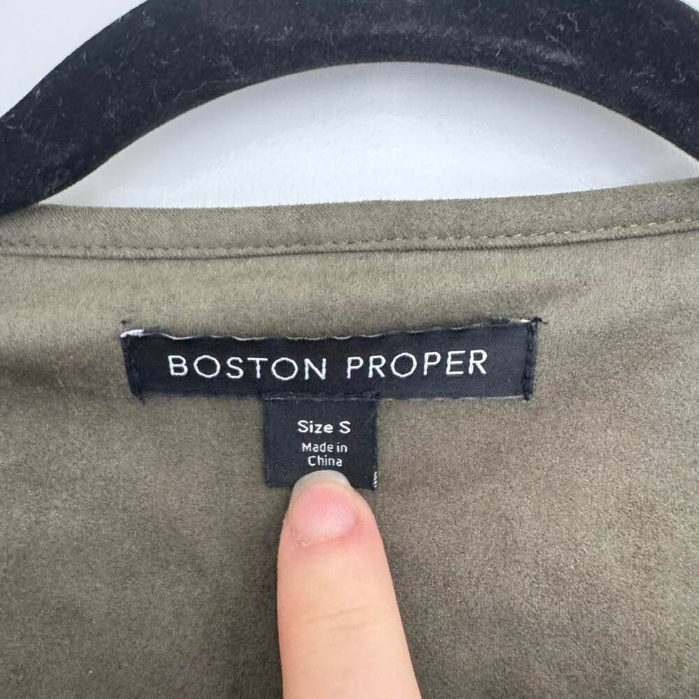 Boston proper green faux suede zip up grommet jacket - Picture 6 of 7